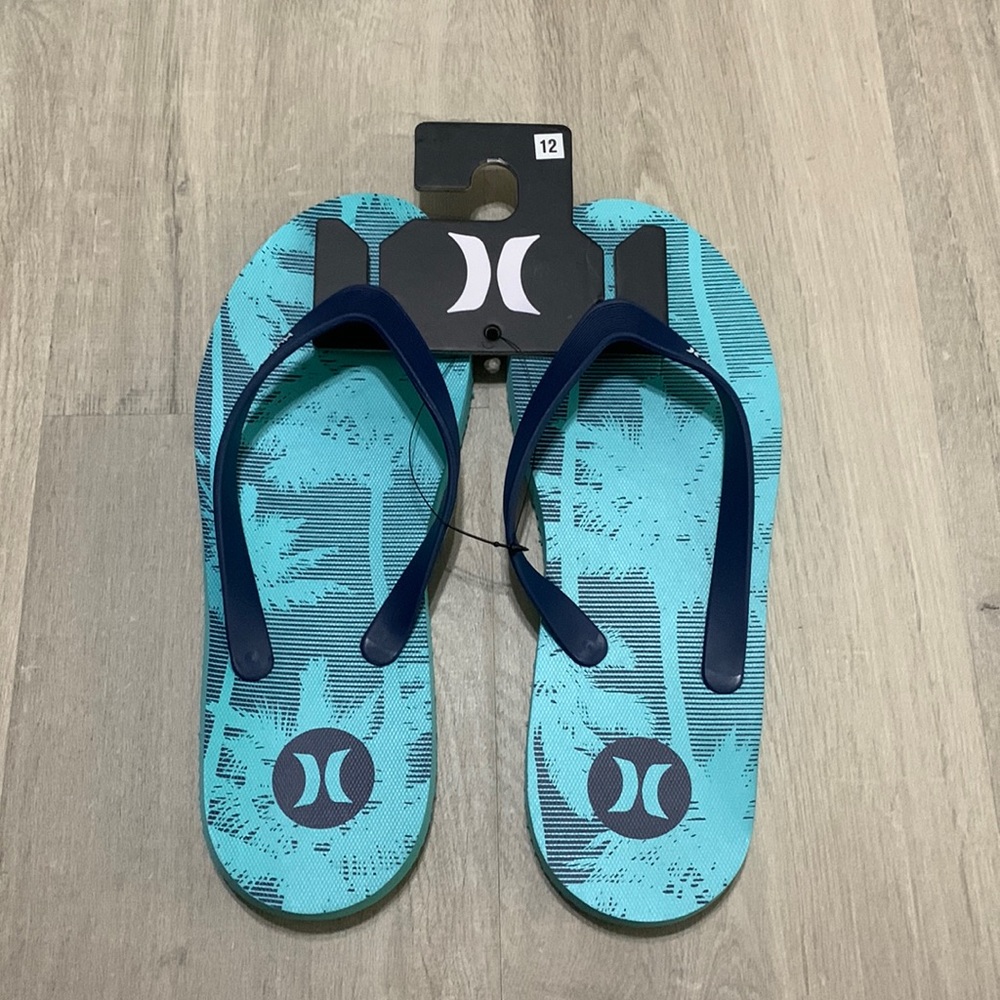 Hurley blue flip flops size 12